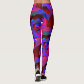 Bezaubernde dunkelrote lila blaue abstrakte Rose Leggings (Rückseite)