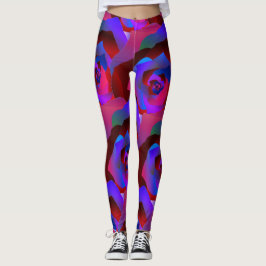 Bezaubernde dunkelrote lila blaue abstrakte Rose Leggings