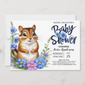 Bezaubernde Eichhörnchenwälder Blue Boy Baby Dusch Einladung (Vorderseite)