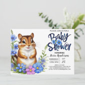 Bezaubernde Eichhörnchenwälder Blue Boy Baby Dusch Einladung (Stehend Vorderseite)