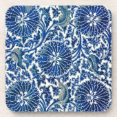 Bezaubernde Eleganz: Blaues, florales chinesisches Getränkeuntersetzer (Vorderseite)