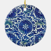 Bezaubernde Eleganz: Blaues, florales chinesisches Keramik Ornament (Hinten)