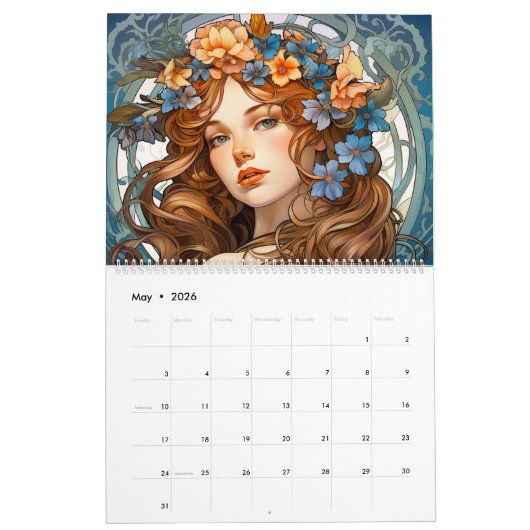 Bezaubernde Eleganz: Jugendstil-Girls Kalender (Mai 2026)