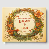 Bezaubernde Elfenbein, Orangefarbene Druiden-Hochz Gästebuch (Vorderseite)