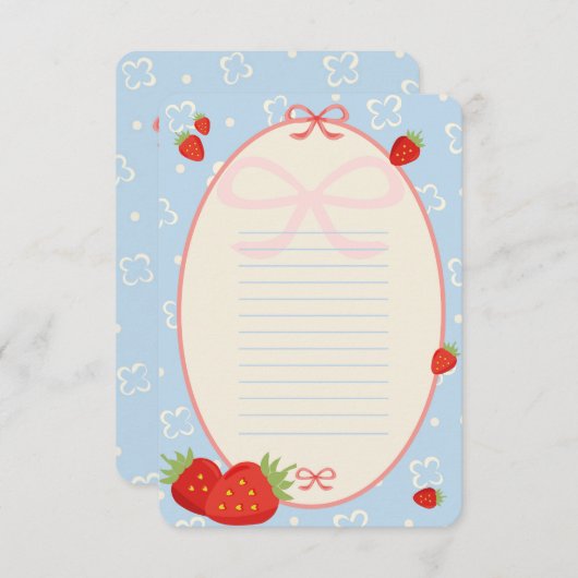 Bezaubernde Erdbeere und Lesebrillenkarte, Gruß Dankeskarte (Vorne/Hinten)