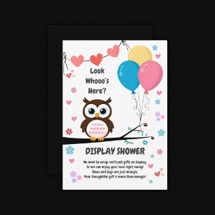 Bezaubernde Eule mit Balloons & Herz Babydusche Begleitkarte