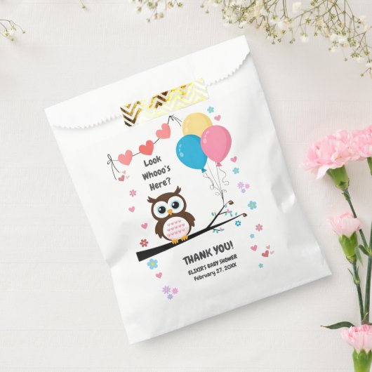 Bezaubernde Eule mit Balloons & Herz Babydusche Geschenktütchen (Versiegelt)
