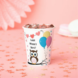Bezaubernde Eule mit Balloons & Herz Babydusche Pappbecher