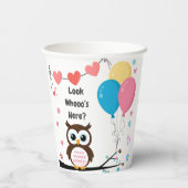 Bezaubernde Eule mit Balloons & Herz Babydusche Pappbecher (Rückseite)