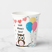 Bezaubernde Eule mit Balloons & Herz Babydusche Pappbecher (Vorderseite)