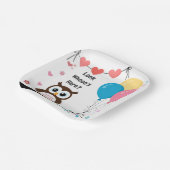 Bezaubernde Eule mit Balloons & Herz Babydusche Pappteller (Gewinkelt)