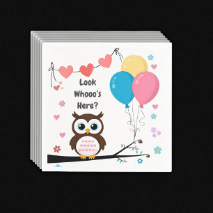 Bezaubernde Eule mit Balloons & Herz Babydusche Serviette