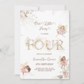 Bezaubernde Fairies 4. Geburtstag Einladung (Vorderseite)