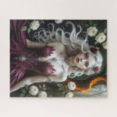 Bezaubernde Fantasiekönigin im Burgundy Gown Puzzl Puzzle (Horizontal)