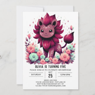 Bezaubernde Fantasiewelt Lion Digital Geburtstag Einladung