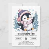 Bezaubernde farbenfrohe Pinguine Digitaler Geburts