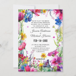 Bezaubernde farbenfrohe Wiesenblüten Einladung