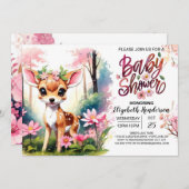 Bezaubernde Fawn Girl Babydusche Einladung (Vorne/Hinten)