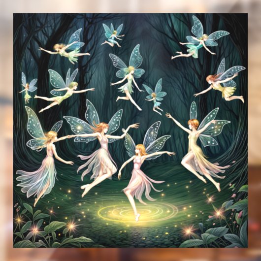 Bezaubernde Fee des Waldtanzes Fensteraufkleber (Blatt 2)