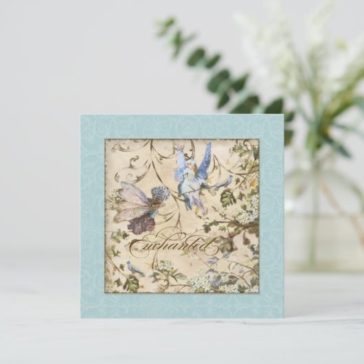 Bezaubernde Fee Fairies Blumenzitter Hochzeiten Einladung (Stehend Vorderseite)