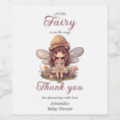 Bezaubernde Fee mit Mushrooms Girl Baby Dusche Weinetikett (Einzelnes Label)