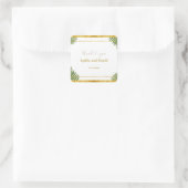 Bezaubernde Fern Blätter Goldfoil Hochzeit nach Ma Quadratischer Aufkleber (Tasche)