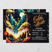 Bezaubernde Fireflies Dreamy Baby Dusche Einladung (Vorne/Hinten)