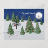 Bezaubernde Forest Christmas Eve Holiday Postkarte (Vorderseite)