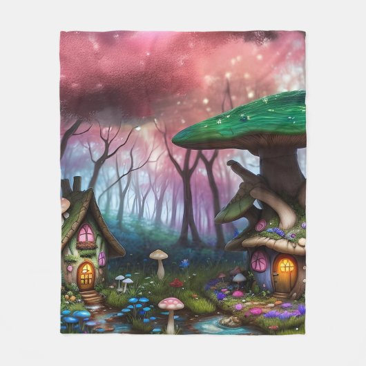 Bezaubernde Forest Dreamscape Mushroom Fantasy Fai Fleecedecke (Vorderseite)
