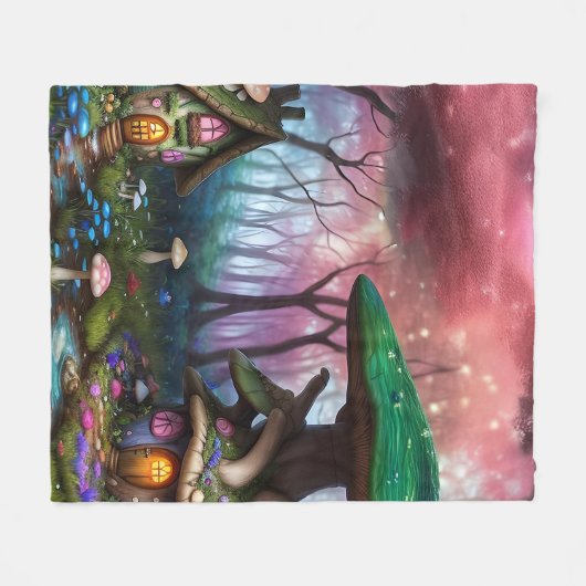 Bezaubernde Forest Dreamscape Mushroom Fantasy Fai Fleecedecke (Vorderseite (Horizontal))