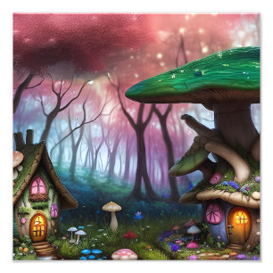 Bezaubernde Forest Dreamscape Mushroom Fantasy Fai Fotodruck