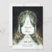 Bezaubernde Forest Dreamy Night Canopy Foto Hochze Save The Date (Vorderseite)
