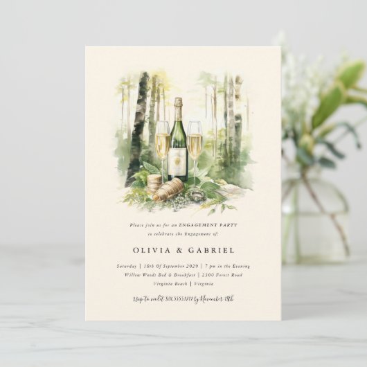 Bezaubernde Forest Elegante Engagement Party Einladung (Stehend Vorderseite)