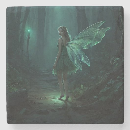Bezaubernde Forest Fairy Fantasy Art Steinuntersetzer (Vorderseite)