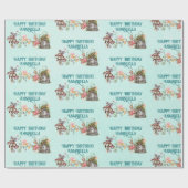 Bezaubernde Forest Fairy Garden Door auf Aquamarin Geschenkpapier (Flach)