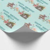 Bezaubernde Forest Fairy Garden Door auf Aquamarin Geschenkpapier (Ecke)