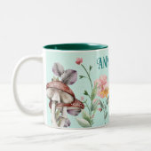 Bezaubernde Forest Fairy Garden Door auf Aquamarin Zweifarbige Tasse (Links)