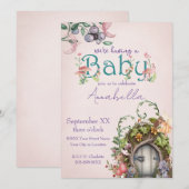 Bezaubernde Forest Fairy Garden Door on Pink Einladung (Vorne/Hinten)