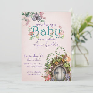 Bezaubernde Forest Fairy Garden Door on Pink Einladung