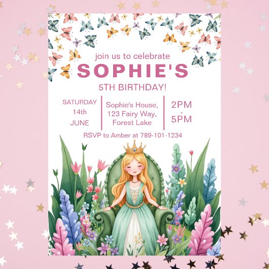 Bezaubernde Forest Fairy Princess Birthday Einladung