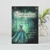 Bezaubernde Forest Fairy Tale Prinzessin Quinceane Einladung (Stehend Vorderseite)