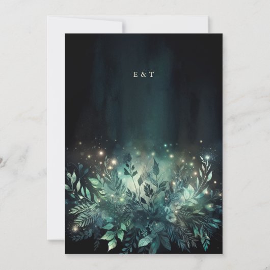 Bezaubernde Forest Foliage Fairy Lights Chic Weddi Einladung (Rückseite)