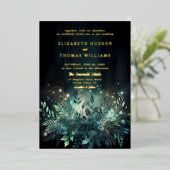 Bezaubernde Forest Foliage Lights Moderne Hochzeit Folieneinladung (Stehend vorne)