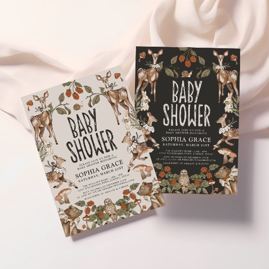 Bezaubernde Forest Storybook Babydusche Einladung