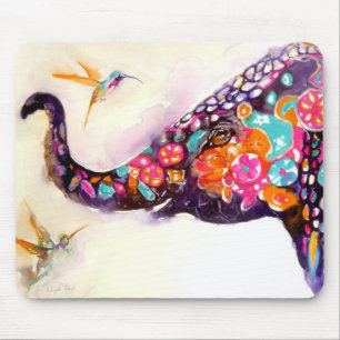 "Bezaubernde Freunde" Kolibri u. Elefant Mousepad