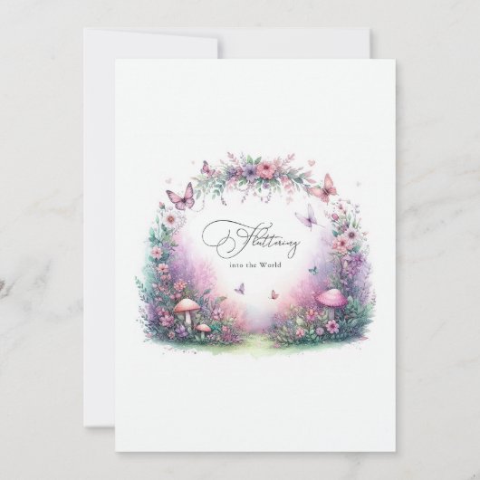 Bezaubernde Garden Flutter Liebe Babydusche Einladung (Rückseite)