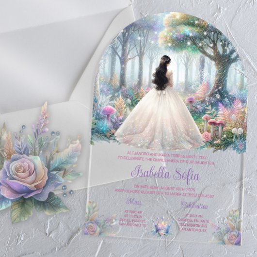 Bezaubernde Gartenakrylle Quinceañera Acryleinladungen