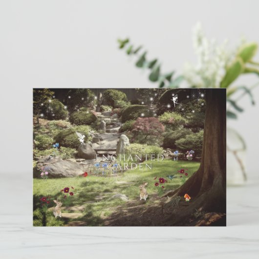 Bezaubernde Gartenanlage 16 . Geburtstag Einladung (Stehend Vorderseite)