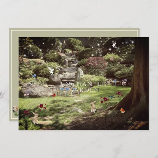 Bezaubernde Gartenanlage 16 . Geburtstag Einladung (Vorne/Hinten)