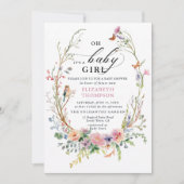 Bezaubernde Gartendusche Wildblumen Whimsical Baby Einladung (Vorderseite)